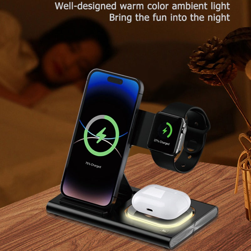 Foldable 4 in 1 Fast Wireless Charging Station Apple Samsung