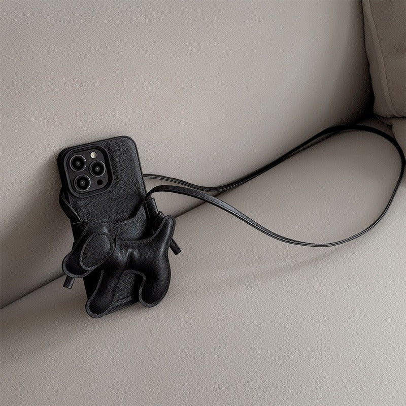 Black Puppy cross-body card holder iPhone case4