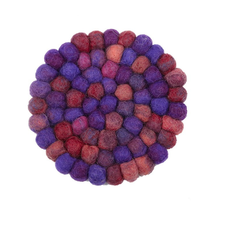 Handmade Zakka-style wool felt ball coaster7