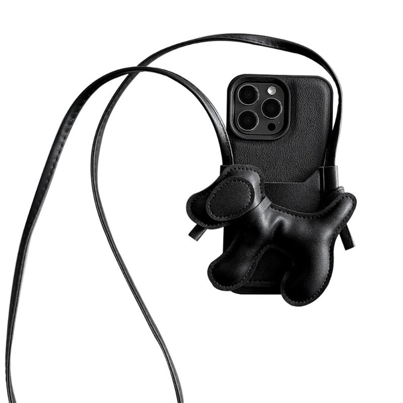 Black Puppy cross-body card holder iPhone case6