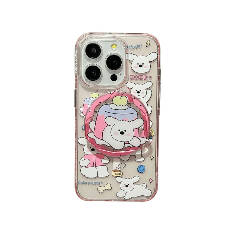 Cartoon Magnetic Lanyard Case Set with Stand for Mobile Phones