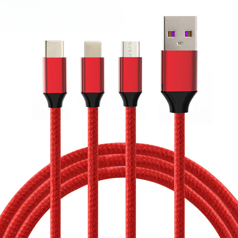Suitable for Huawei, Android and Apple 3-in-1 Fast Charging Mobile Phone Data Cable