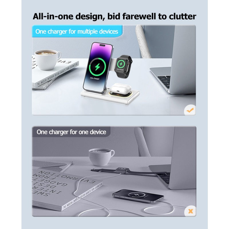 Foldable 4 in 1 Fast Wireless Charging Station Apple Samsung