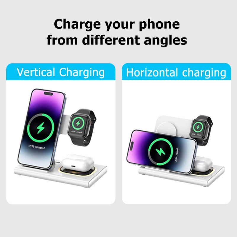 Foldable 4 in 1 Fast Wireless Charging Station Apple Samsung