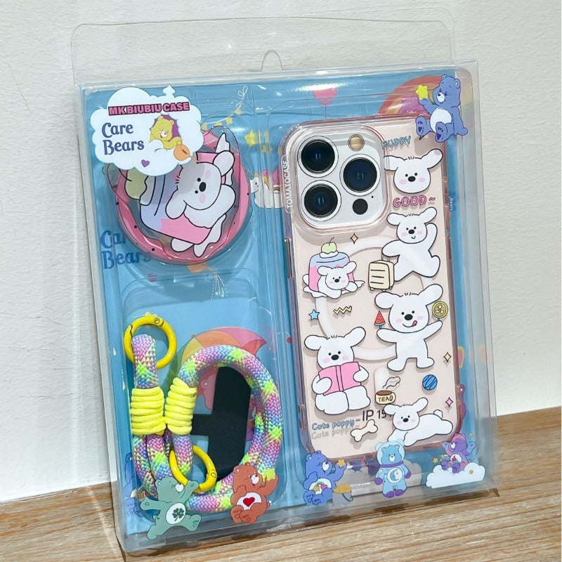 Cartoon Magnetic Lanyard Case Set with Stand for Mobile Phones