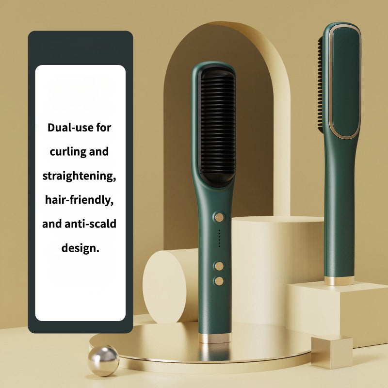 Straightening Comb Negative Ion Hair Straightener, 2-in-1 Hair Curler and Straightener, Lazy Hair Curler