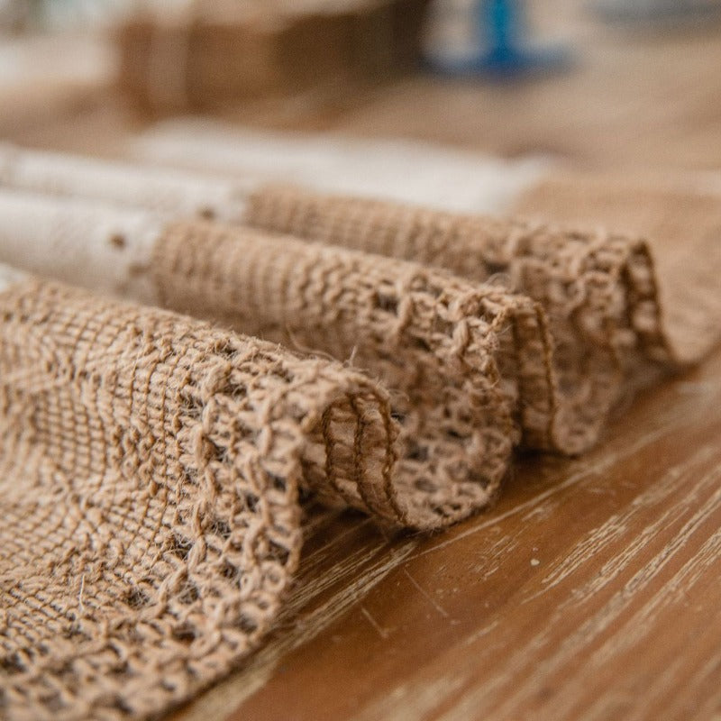 Flax Woven Striped Tassel Festive Placemat
