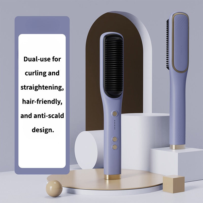Straightening Comb Negative Ion Hair Straightener, 2-in-1 Hair Curler and Straightener, Lazy Hair Curler