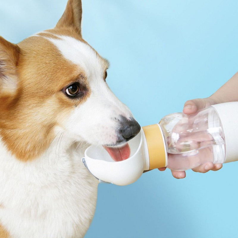 Dog travel water bottle with integrated food container for pets on the go4